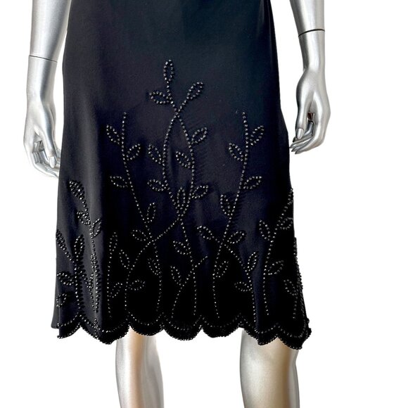 S.L Fashions Black Cocktail Beaded Midi Short Sleeve Dress - Picture 11 of 13